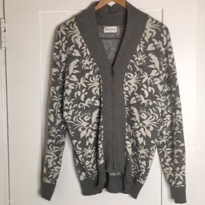 Jacob Holston grey and white zipper down sweater